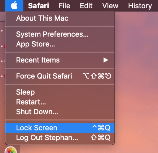 Keyboard shortcut for mac lock screen