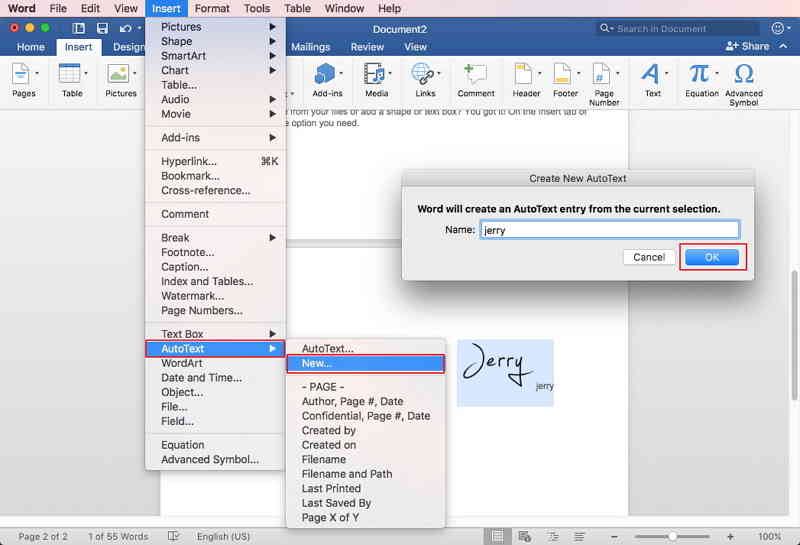 How To Insert Signature In Word For Mac 2011